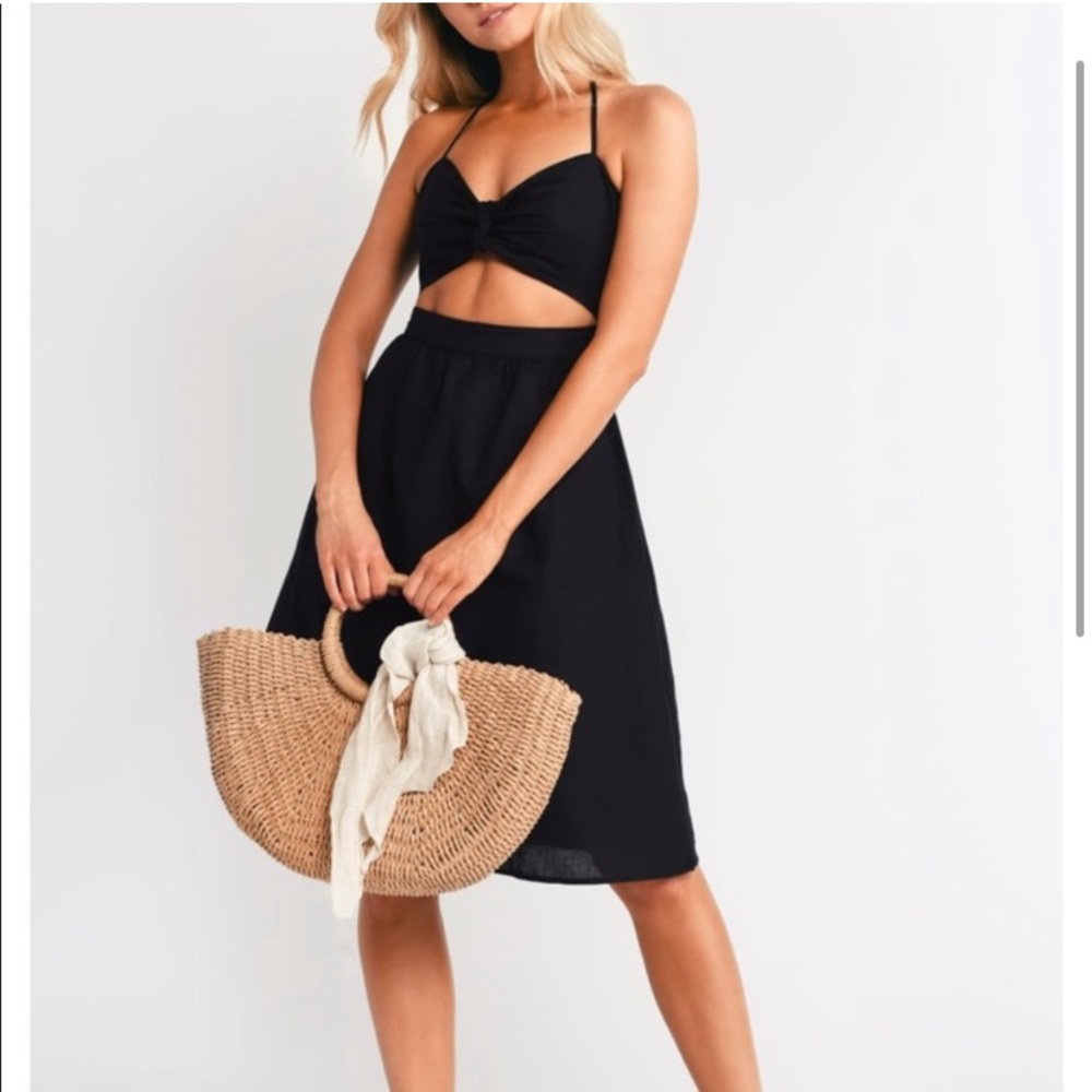 NWT LBD Tobi Linen Blend Front Tie Midi Dress